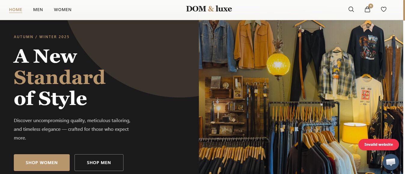 Ecommerce website screenshot